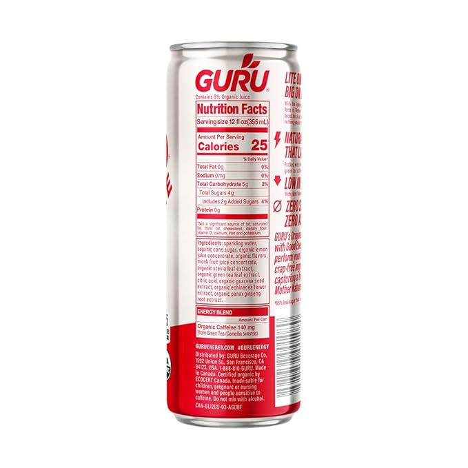 Guru Energy Drink Lite Energy Drink - 12 oz
