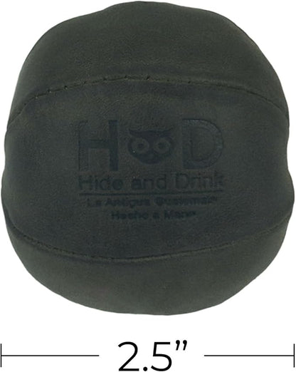 Hide & Drink, Stress Ball, Relieve Fidgeting and Anxiety, Exercise Hand, Squishy Tension Accessory, Great for The Office, Classic Style, Full Grain Leather, Handmade, Dark Jade