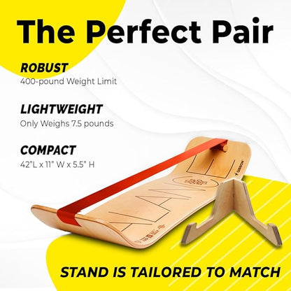 GIBBON SlackBoard - GiBoard Balance Board Kids & Adults - Slackline Balance Trainer - Slack Board Core Workout Equipment Home Gym Training - Standing Desk Exercise - Yoga, Agility, Pilates & More