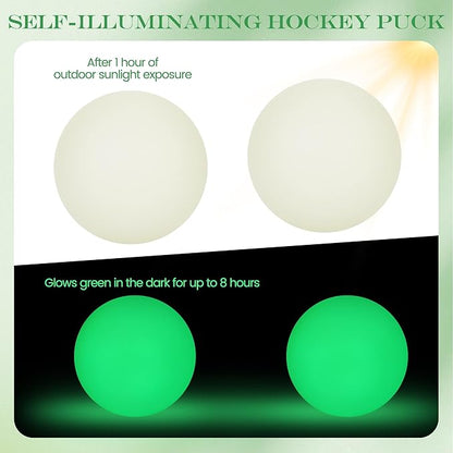 Elcoho Ice Hockey Puck, Glow in The Dark Party Pucks, Green Floor Puck Bulk with Drawstring Bag for Youth Adults Outdoor Indoor Sports Games Practicing & Training