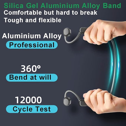 IHAO Swimming Headphones True Bone Conduction Open Ear Headset MP3 Player Built-in 32G Memory IP68 Underwater Waterproof Stereo Bluetooth Earphone for Driving Bicycling Running Skiing-Grey