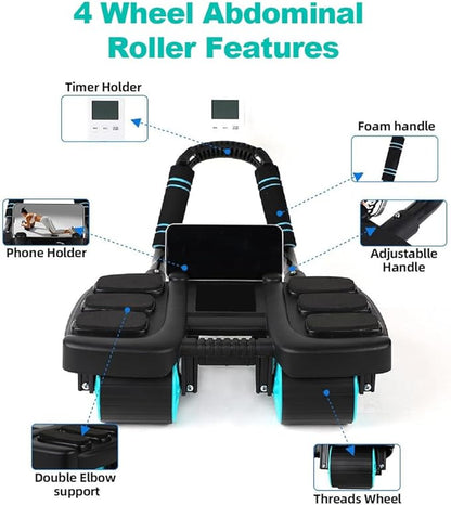 2025 New Automatic Rebound Ab Roller Wheel with Elbow Support & 4-Wheel Design - Core Exercise Equipment for Home Gym, Abdominal Workout Machine for Men/Women, Belly Fat Burner,Portable Fitness Roller Wheel