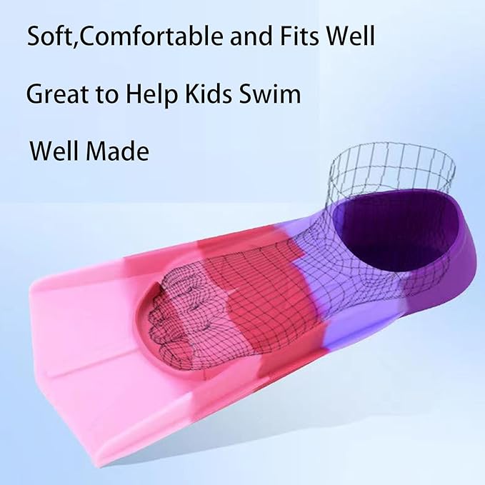 Kids Swim Fins,Short Kids Fins Youth Swimming Flippers for Lap Swimming Training for Children Girls Boys Beginners