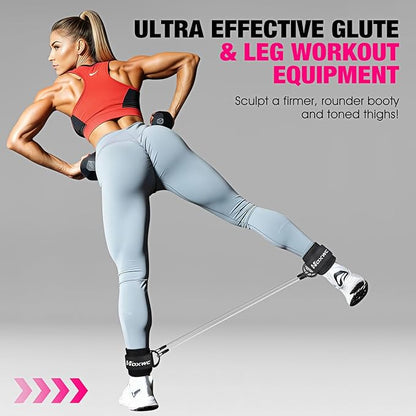 Ankle Resistance Bands with Cuffs, Ankle Bands for Working Out, Ankle Resistance Band for Leg, Booty Workout Equipment for Kickbacks Hip Fitness Training, Exercise Bands for Butt Lift Women