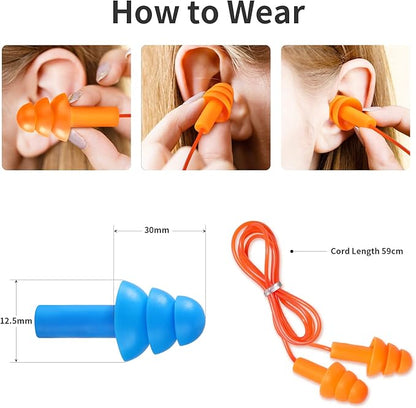 Ear Plugs for Swimming, Soft Ear Plugs for Sleeping Noise Cancelling, Reusable Ear Plug for Noise Reduction, Ear Protection, Silicone Earplugs for Swimming, Sleeping, Snoring, Work, Concerts, 6 Pairs