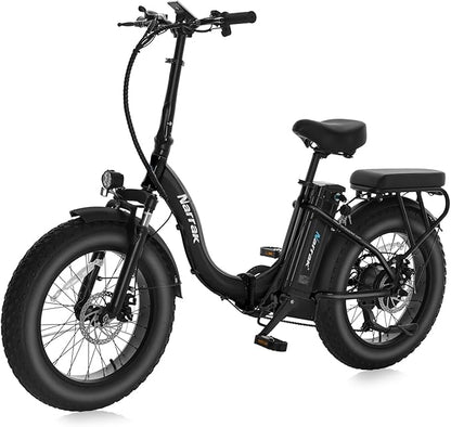Fat Tire Folding Electric Bike, 48V & 624Wh Lithium Removable Battery, Peak 1100W Brushless Motor, Max Speed 28Mph, M5 Large LCD Display, Suspension, Step-Over/Thru Frame