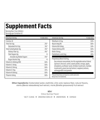 Isagenix BEA Sparkling Energy Drink - Energy & Metabolism Support - Whole-Food Sourced Ingredients - Includes Antioxidant Vitamins A, C & E - Vegan-Friendly - Citrus Sunshine, 12 Servings