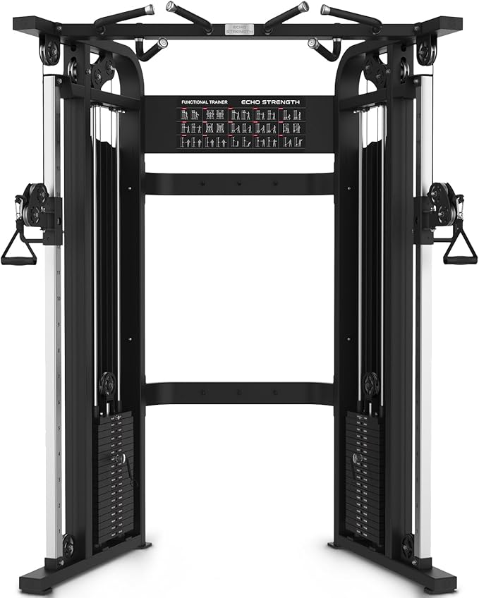 Functional Trainer Cable Machine, Cable Crossover Exercise Machine for Home & Commercial Gym, All in One Home Gym System Cable Machine and Dual Weights Stack for Cable Workout