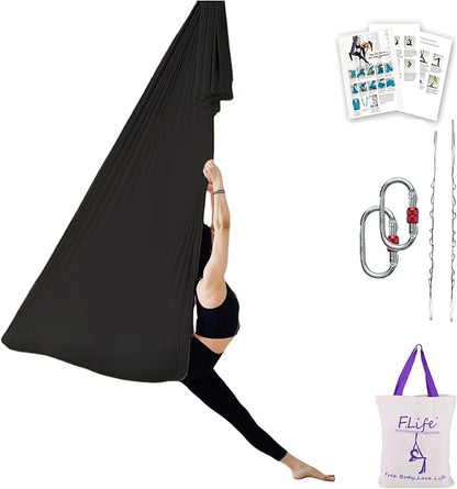 F.Life Aerial Silk Yoga Hammock & Swing for yoga Inversion,Strength training,starter hardware kit