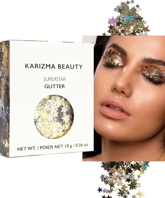 KARIZMA Superstar Glitter - 10g Chunky Face, Hair, Eye & Body Glitter Set for Women - Rave & Festival Accessories