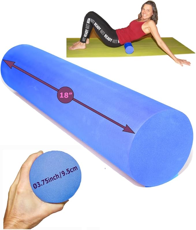 Foam Roller Back Leg Muscle Pain - Small Size Medium Density EVA Muscle Recovery Roll Ø3.75"x18" for Physical Therapy, Helps as Spine Cracker Stretcher