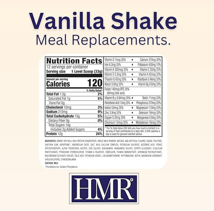 HMR 120 Vanilla Shake Meal Replacement Powder | Vanilla Shake Mix to Support Healthy Weight Loss | 12g of Protein | Nutritional Drink | Low Calorie Food | 12 Servings