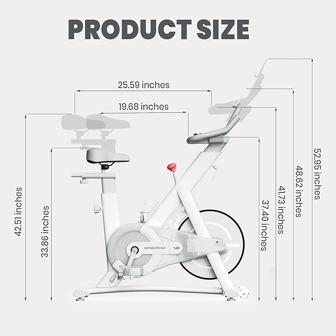WONDER CORE Indoor Cycling Exercise Bike, WONDERCISE Bike - 13.2LB Flywheel, 32-Level Resistance, Silent Belt Drive, Bluetooth Connectivity, Tablet Holder, Adjustable Seat/Handlebars (White)
