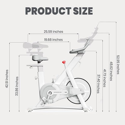 WONDER CORE Indoor Cycling Exercise Bike, WONDERCISE Bike - 13.2LB Flywheel, 32-Level Resistance, Silent Belt Drive, Bluetooth Connectivity, Tablet Holder, Adjustable Seat/Handlebars (White)