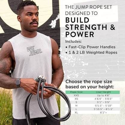 Crossrope Get Strong Set - Weighted Jump Ropes for Strength Training - Improve Power and Endurance in a Fun Jump Rope Workout - 1LB and 2LB Ropes with Power Handles