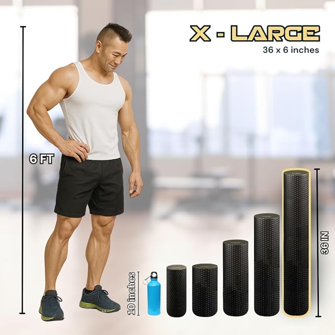 FitNation Foam Roller – High-Density Foam Muscle Roller – Textured Foam Rollers for Muscle Massage, Stretching, Pilates, Yoga