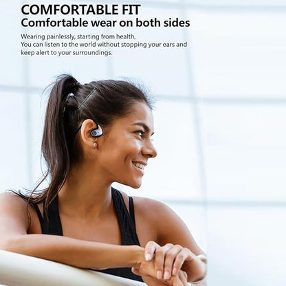 IHAO Air Conduction Wireless Bluetooth Headphones-Open-Ear Design Lightweight & Pain-Free Sweatproof Sport Headphones with Mic Earphone Ideal for Running Cycling and Sports-F805 Black