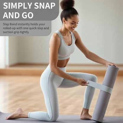 25" Yoga Mat Strap | Slap Band Holder for Carrying and Storage Mats | Rolled Scrunchie Yoga Essential Accessory