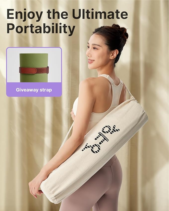 YOTTOY Yoga Mat,Non-Slip Hot Yoga Mat with Anti-Tear Design and Friendly Natural Rubber Mat with Strap and Bag