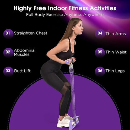 2025 Upgrade Pedal Resistance Band, 4-Tube Elastic Sit Up Pull Rope for Men and Women, Pedal Puller for Strength Training, Foot Resistance Rope for Physical Therapy, with 5Pcs Exercise Bands