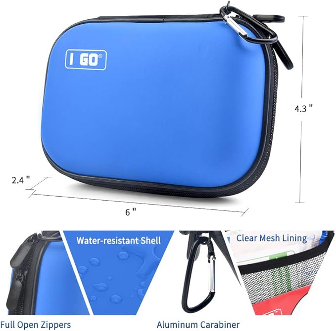 I GO 85 Pieces Hard Shell Mini Compact First Aid Kit, Small Personal Emergency Survival Kit for Travel Hiking Camping Backpacking Hunting Marine Car