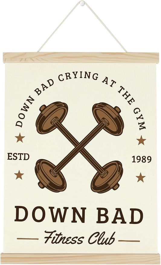 Gym Motivational Posters Funny College Dorm Posters Gifts for Guys Girls Friends Down Bad Crying at The Gym Flag Wall Art Decor Sign for Home Gym Bedroom Office