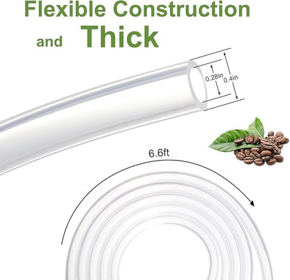 Enema Replacement Tube 6.6FT Silicone Enema Hose with 5 Reusable Nozzle Tips – Flexible Leak-Proof Enema Kit Replacement Tubing for Colon Cleansing and Detox Douche