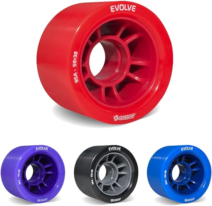 Bont Skates - Evolve Roller Derby Skates - Indoor Rollerskate Wheels - 88A, 92A, 95A, 98A - Red, Black, Blue, Purple