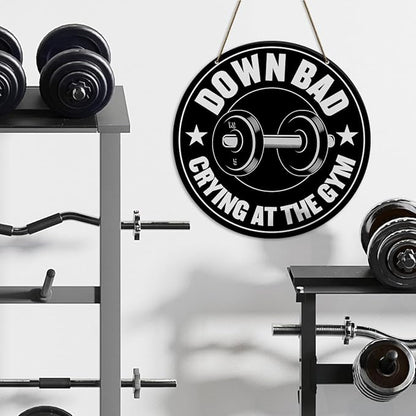 Gym Sign Decor, Home Gym Sign, Workout Room Fitness Room Decor Gym Sign Decoration, Gym Gift for Trainer Exercise Lover, Down Bad Crying at The Gym