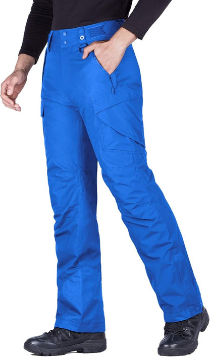 FREE SOLDIER Men's Waterproof Snow Insulated Pants Winter Skiing Snowboarding Pants with Zipper Pockets