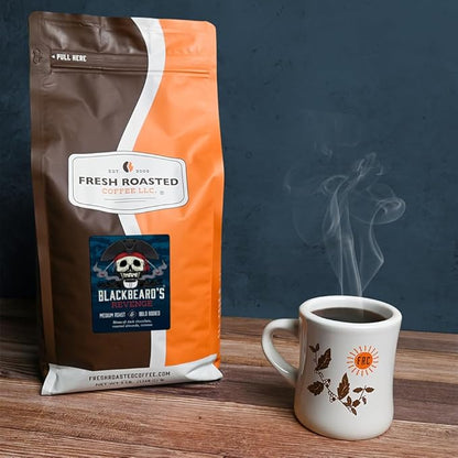 Fresh Roasted Coffee, Blackbeard's Revenge, 5 lb (80 oz), Medium Roast, Kosher, Whole Bean