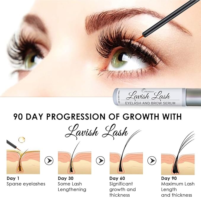 Hairgenics Lavish Lash – Eyelash Growth Enhancer & Brow Serum with Biotin & Natural Growth Peptides for Long, Thick Lashes and Eyebrows! Dermatologist Certified, Cruelty Free & Hypoallergenic.