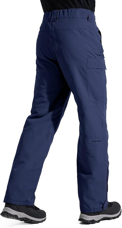 FREE SOLDIER Men's Waterproof Snow Insulated Pants Winter Skiing Snowboarding Pants with Zipper Pockets