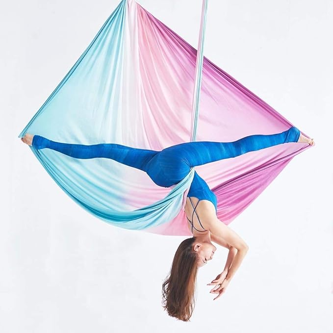 F.Life Aerial Yoga Hammock kit- Yoga Swing Multicolor 5 yards-Flying Yoga Include Daisy Chain,Carabiner and Pose Guide