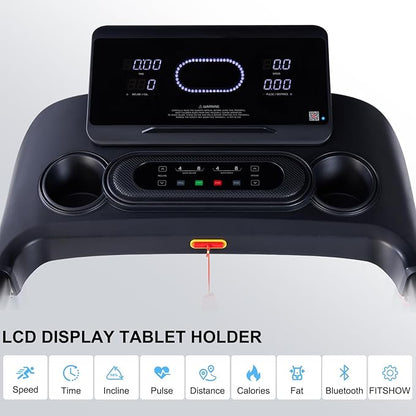 Incline Treadmills for Home, Treadmill with 18% Auto Incline, Heavy Duty 400LBS Capacity, Running Machine with 18.90" Wide Belt, 0.5-12 MPH Speed, 3.5 HP, 36 Programs, APP, Bluetooth, Foldable