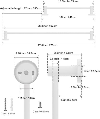 2 Pack Adjustable Towel Holder 16 to 27.6 Inch