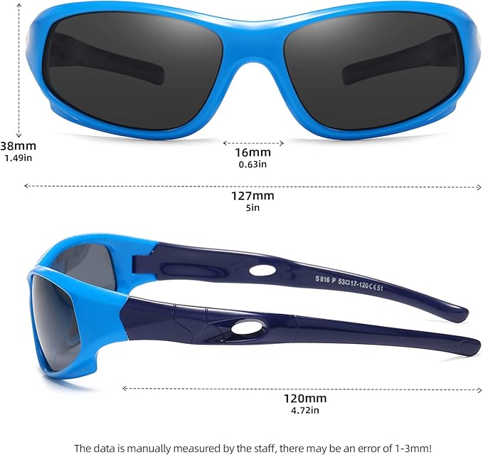 DYLB 3 Pack Flexible Kids Polarized Sunglasses For Boys Girls With Strap, Sport Sunglasses for Children Age 3-10.