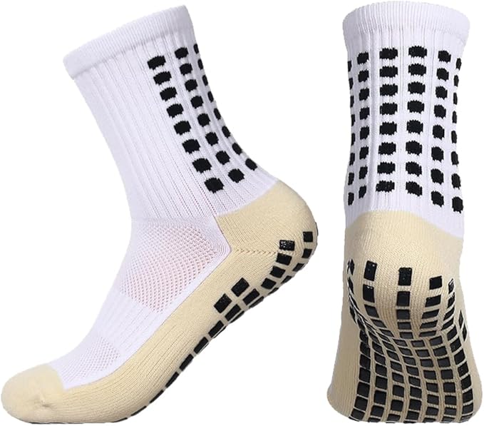 2 Set Anti-Slip Grip Soccer Socks with Shin Guard Sleeves, Sports Athletic Socks for Men Women
