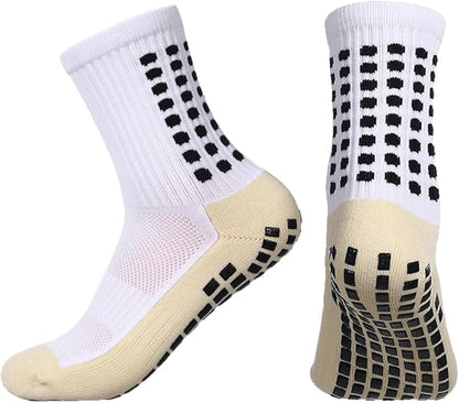 2 Set Anti-Slip Grip Soccer Socks with Shin Guard Sleeves, Sports Athletic Socks for Men Women