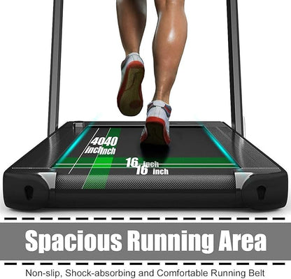 GYMAX Walking Pad, 2.25HP Foldable Treadmill with Smart App & Remote Control, Bluetooth LED Monitor, Small Spaces Compact Running Machine, Folding Portable Under Desk Treadmill for Home Office