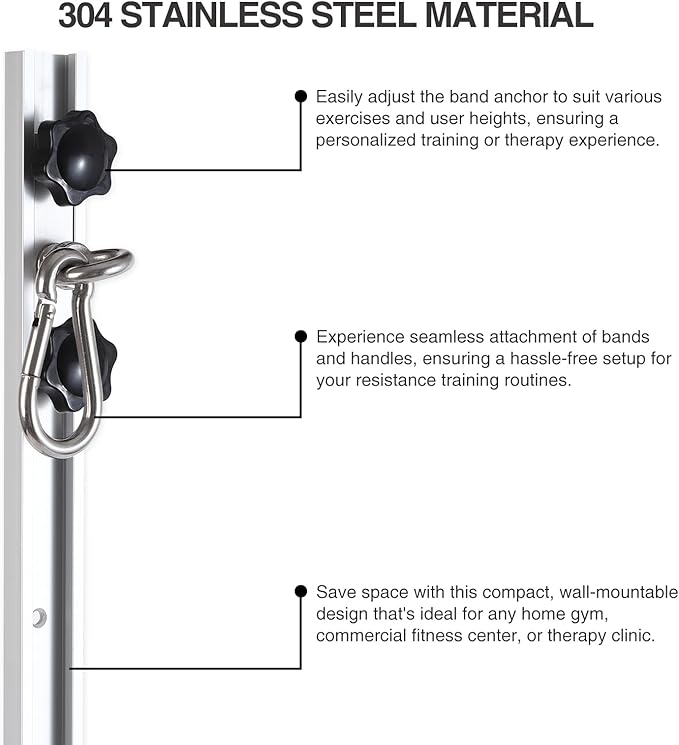 Resistance Band Wall Anchor,Gym Resistance Bands,djustable Workout Wall Anchor System,for Resistance Band Exercises,with 2 Rail and 2 Rail Car,Easy Installation(double set,No Resistance Bands)