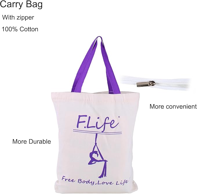 F.Life Aerial Yoga Hammock kit- Yoga Swing Multicolor 5 yards-Flying Yoga Include Daisy Chain,Carabiner and Pose Guide