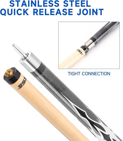 GSE Games & Sports Expert 58" 2-Piece Canadian Maple Hardwood Billiard Pool Cue Sticks for Men/Women, House or Commercial/Bar Use (Several Colors, Weight 18oz, 19oz, 20oz, 21oz Available)