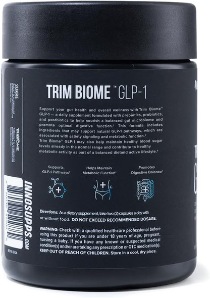 InnoSupps Trim Biome™ GLP-1 | Gut Health + Metabolic Support* | Prebiotic + Probiotic + Postbiotic | Akkermansia + Berberine | 60 Capsules. 30 Servings