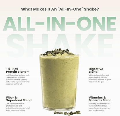 310 Nutrition All-In-One Meal Replacement Shake Powder - Plant-Based Protein Smoothie Blend w/High Fiber, Probiotics & Adaptogens - Low Carb, Vegan, Keto & Paleo Friendly - Chocolate Mint - 14 Srv