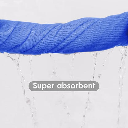 JML Microfiber Bath Towels Set, Large, Absorbent, Soft, Fast Drying, Multipurpose Microfiber Towel for Adult, Beach, Pool, Sport, Yoga, 6 Pack, 27" x 55" - Blue