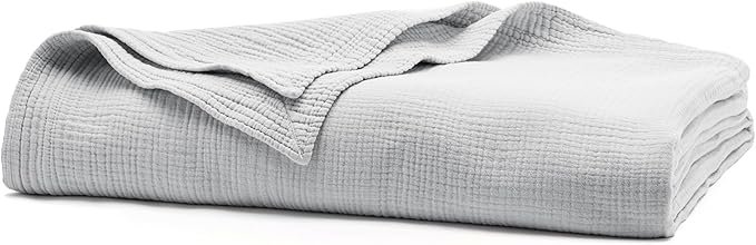 BOLL & BRANCH Dream Bed Blanket - Twin/Twin XL, Sky - Luxury 100% Organic Cotton - Soft, Lightweight and Breathable - Cloud-Like Touch