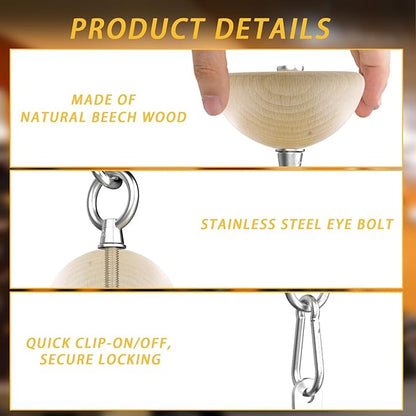 Grip Strength Training Beech Wood Pinch Block & Half-Sphere Ball with Loading Pin – Hand, Finger, Forearm Workout Set for Climbing, Lifting, Fitness Training