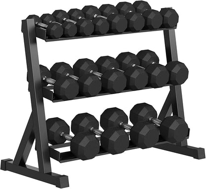 Rubber Coated Hex Dumbbell Weight Set, Multiple Sizes Exercise & Fitness Dumbbells,100LB Set,110LB Set,200LB,350LB,450LB,550LB, 35-50Lbs Pairs for Muscle Toning, Strength Building & Full Body Workout