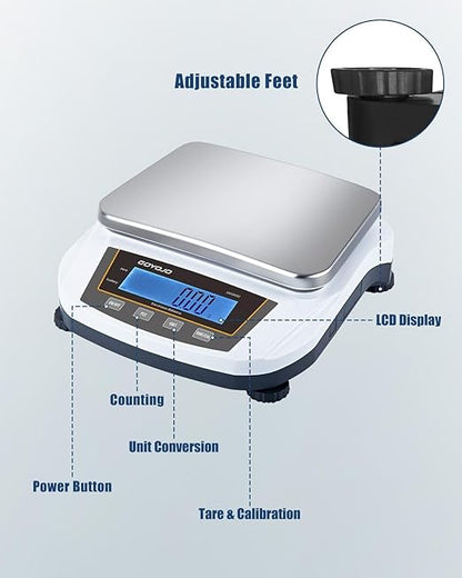 GOYOJO Digital Analytical Balance and Lab Scale, 5000g Capacity, 0.01g Precision, Stainless Steel, Multi-Unit (g/oz/ct/lb) for Jewelry, Kitchen, and Lab – Reliable, Accurate, Easy to Use, Black Panel